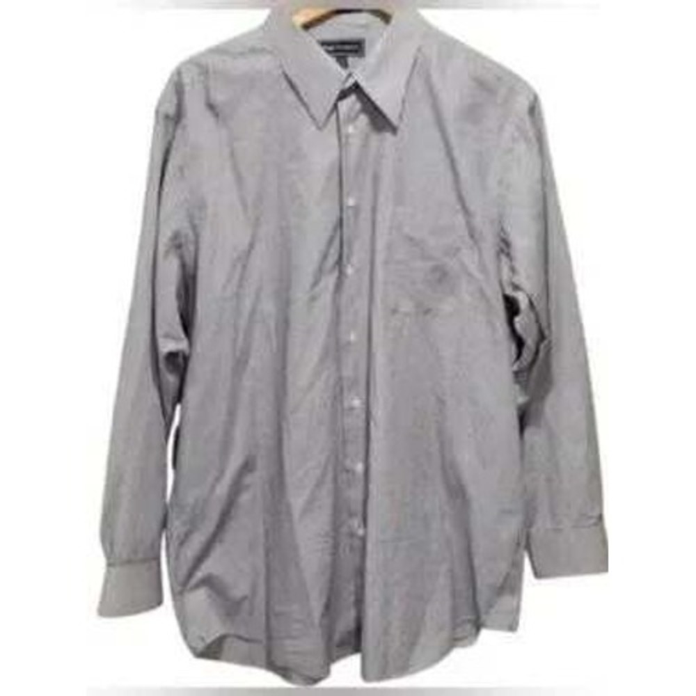 Paul Fredrick Mens 17-34 Long Staple Cotton Striped Button Down Shirt Blue White